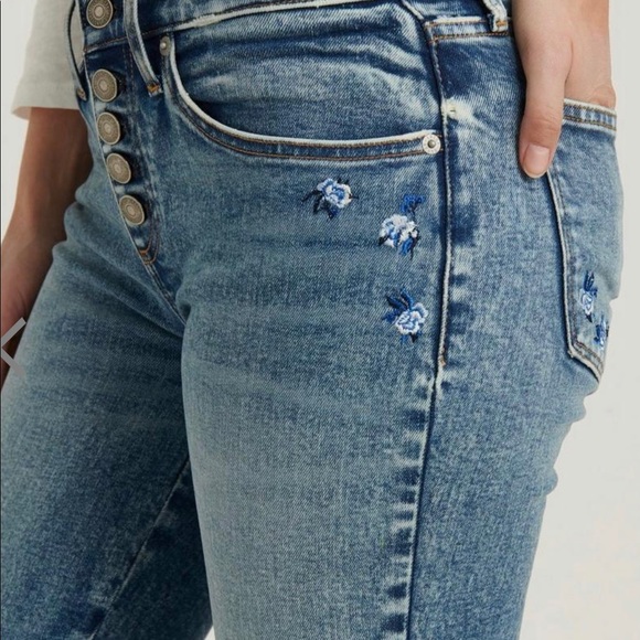 Lucky Brand Skinny Jeans with Blue Flower Detail - Picture 5 of 9